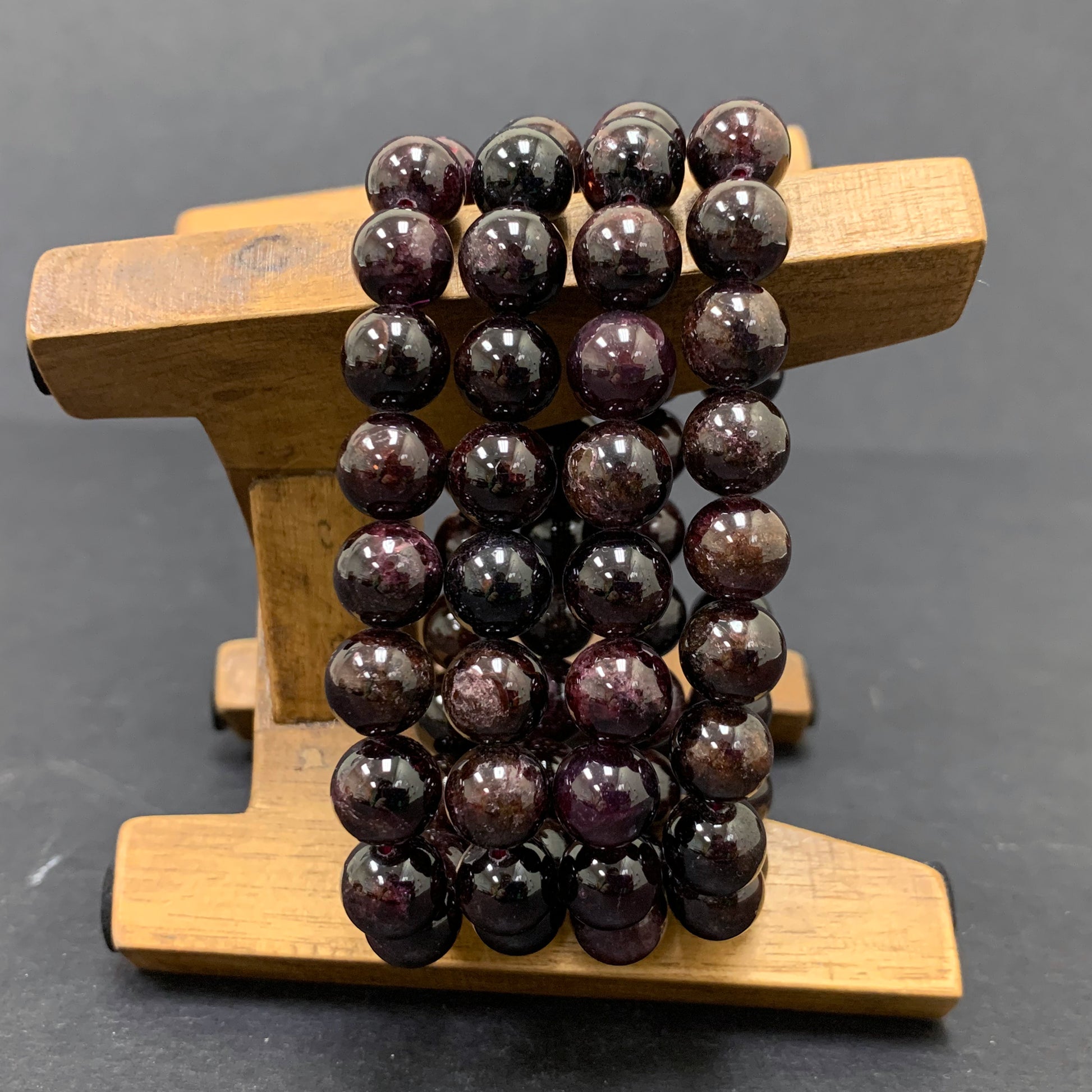 Garnet Gemstone Bead Unisex Handmade Stretch Bracelet - Gem Avenue