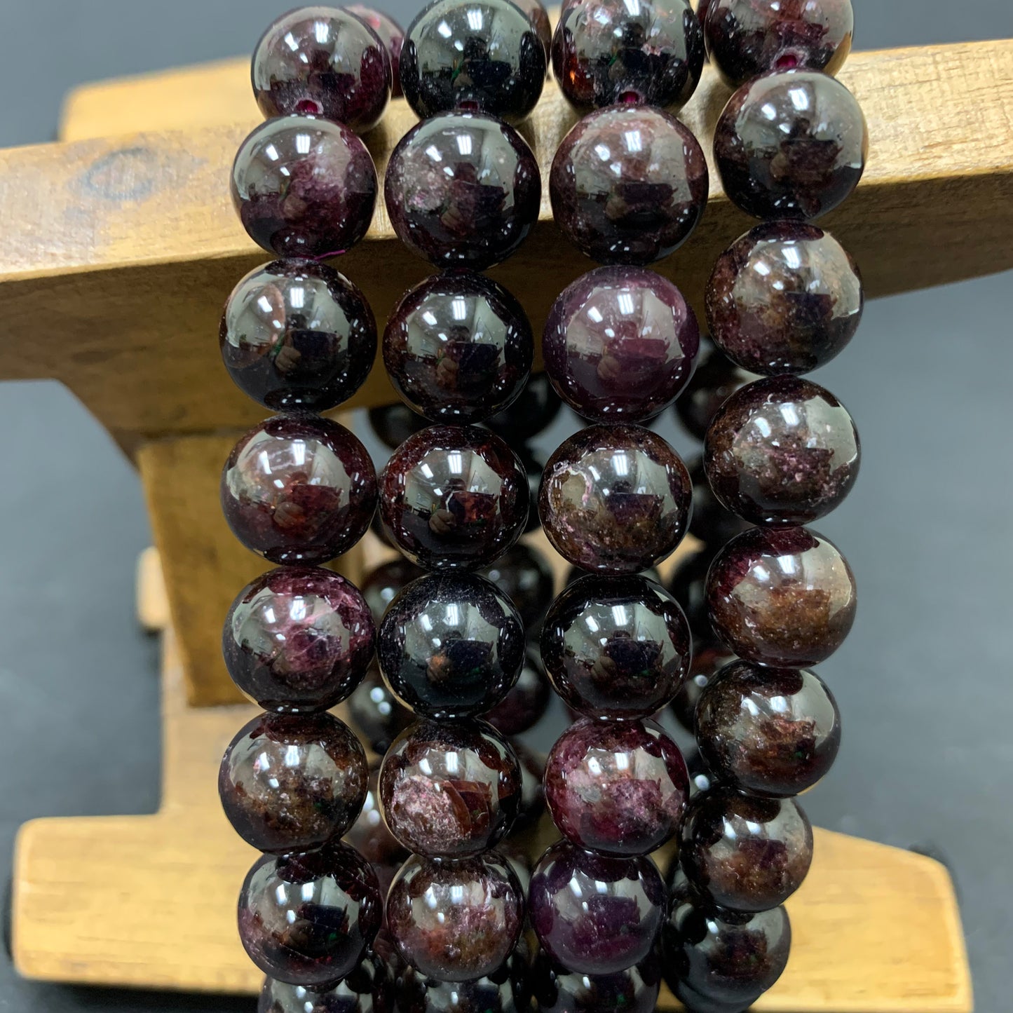 Garnet Gemstone Bead Unisex Handmade Stretch Bracelet - Gem Avenue