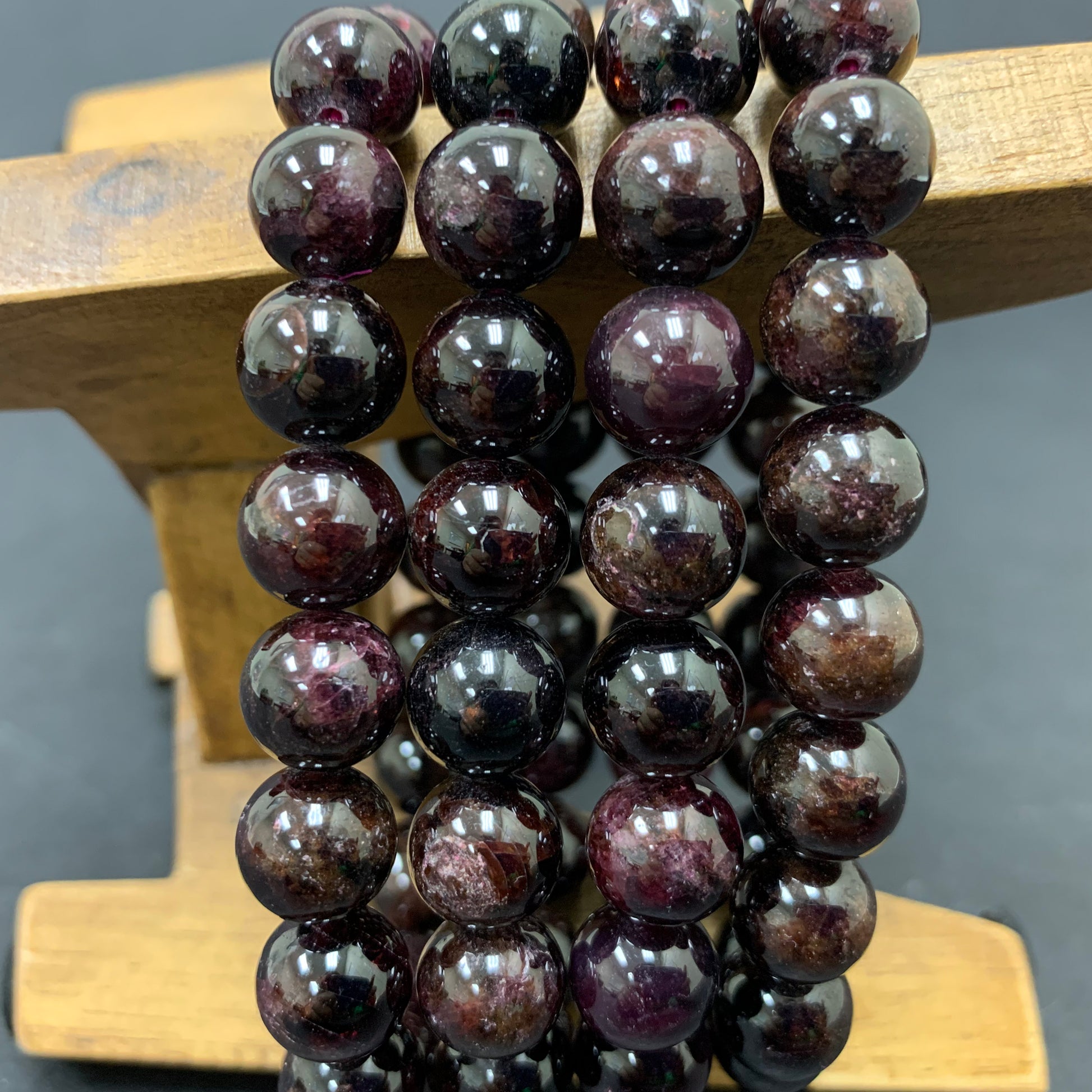 Garnet Gemstone Bead Unisex Handmade Stretch Bracelet - Gem Avenue