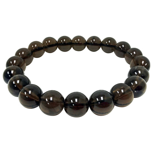 Smoky Quartz Gemstone Bead Unisex Stretch Bracelet - Gem Avenue