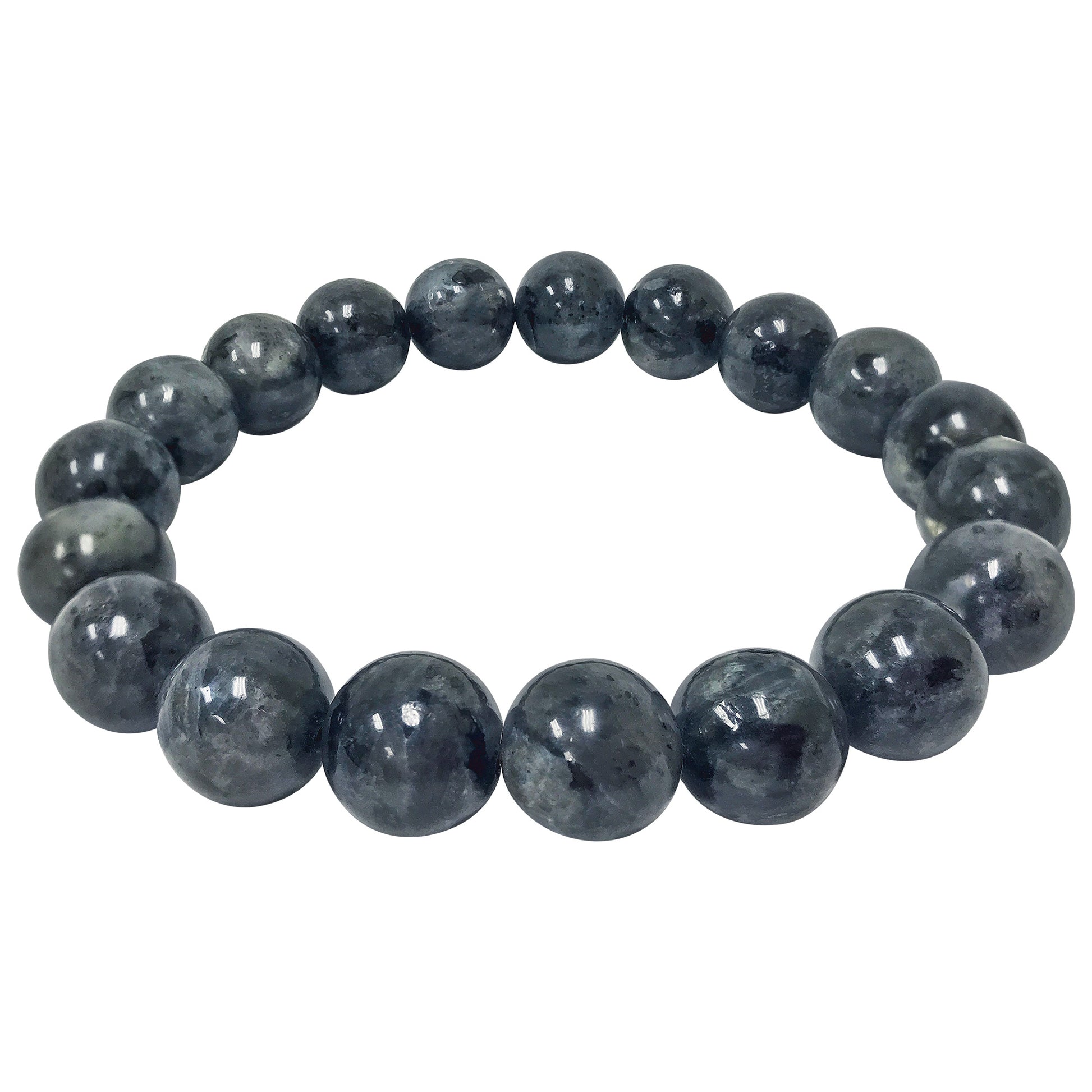Larvikite Gemstone Bead Unisex Handmade Stretch Bracelet - Gem Avenue