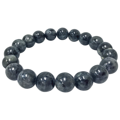 Larvikite Gemstone Bead Unisex Handmade Stretch Bracelet - Gem Avenue
