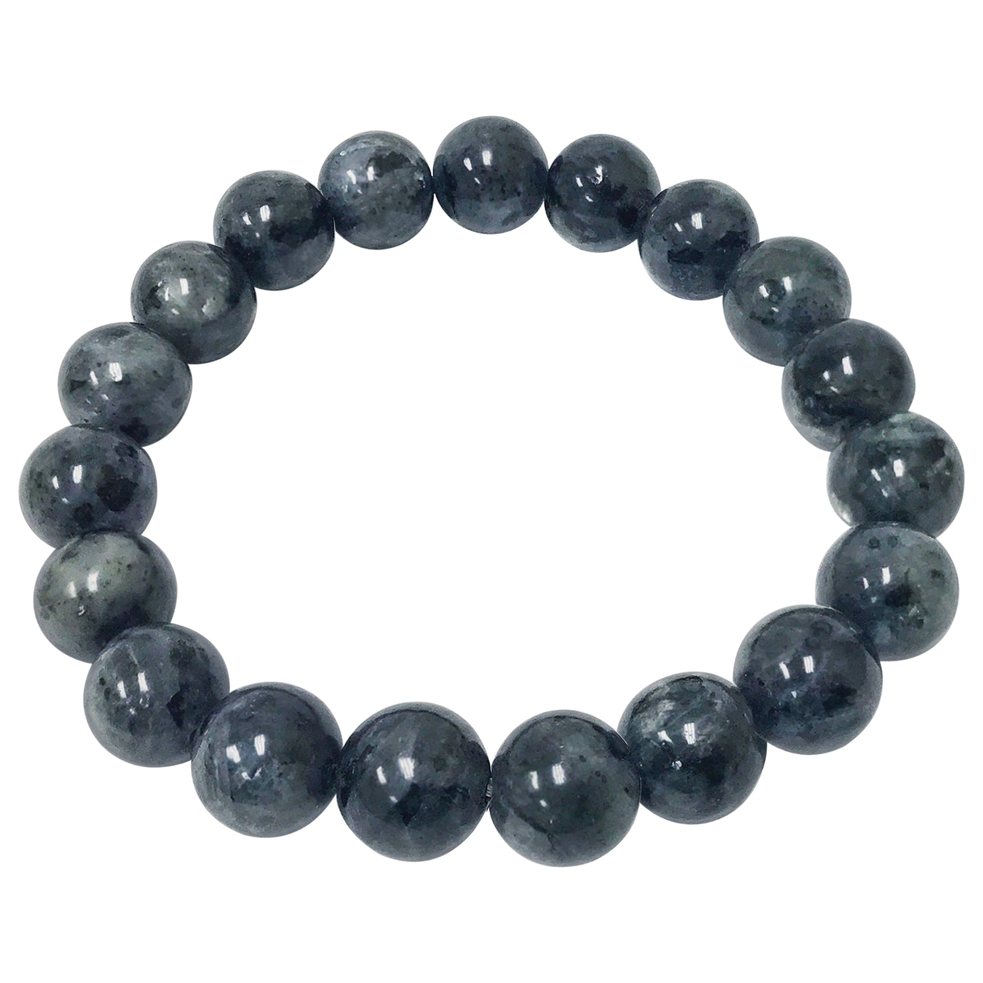 Larvikite Gemstone Bead Unisex Handmade Stretch Bracelet - Gem Avenue