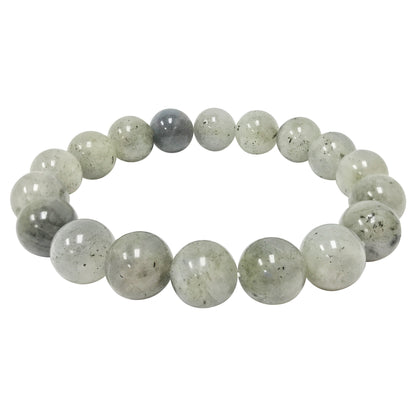 Natural Labradorite Gemstone Round Bead Unisex Handmade Stretch Bracelet - Gem Avenue