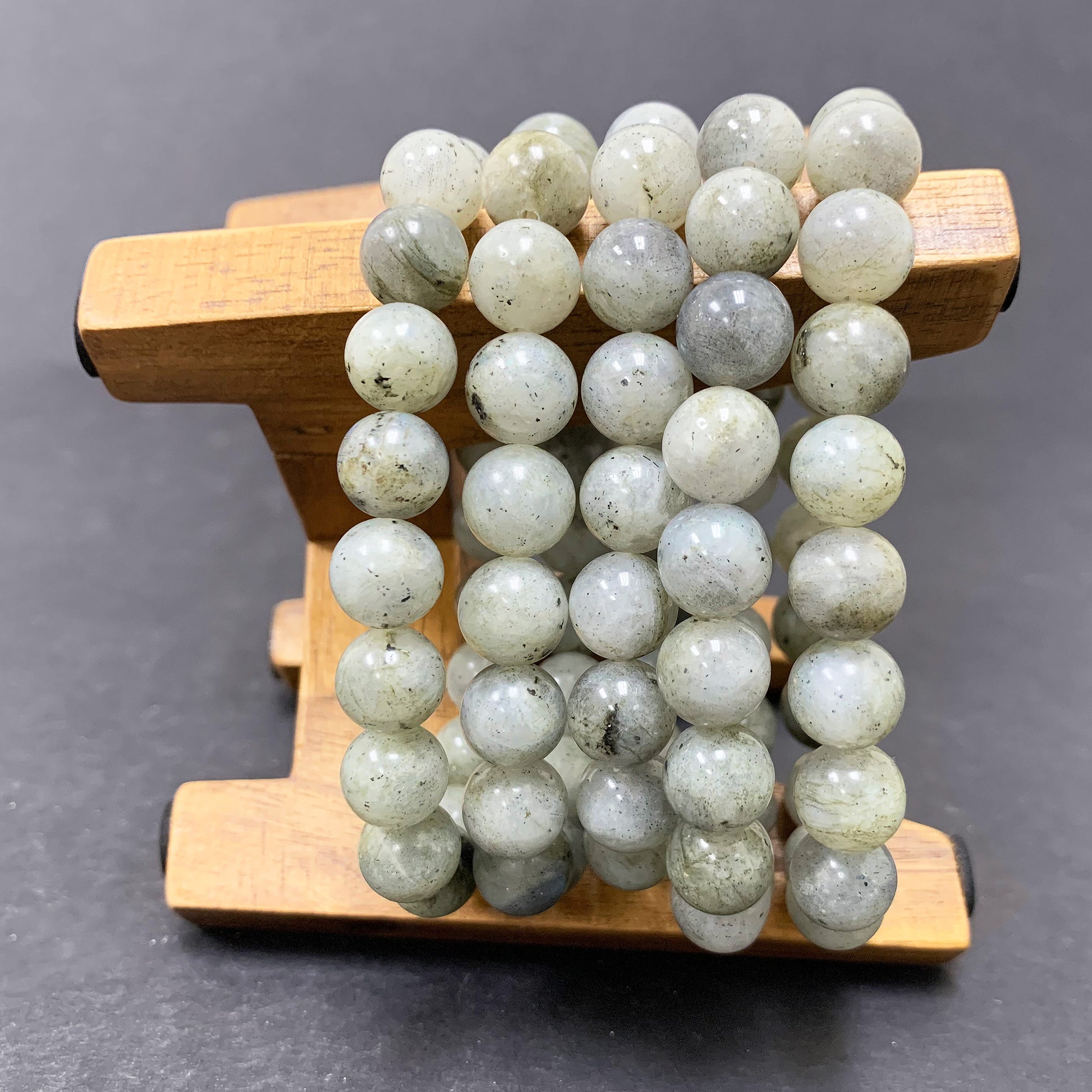 Natural Labradorite Gemstone Round Bead Unisex Handmade Stretch Bracelet - Gem Avenue