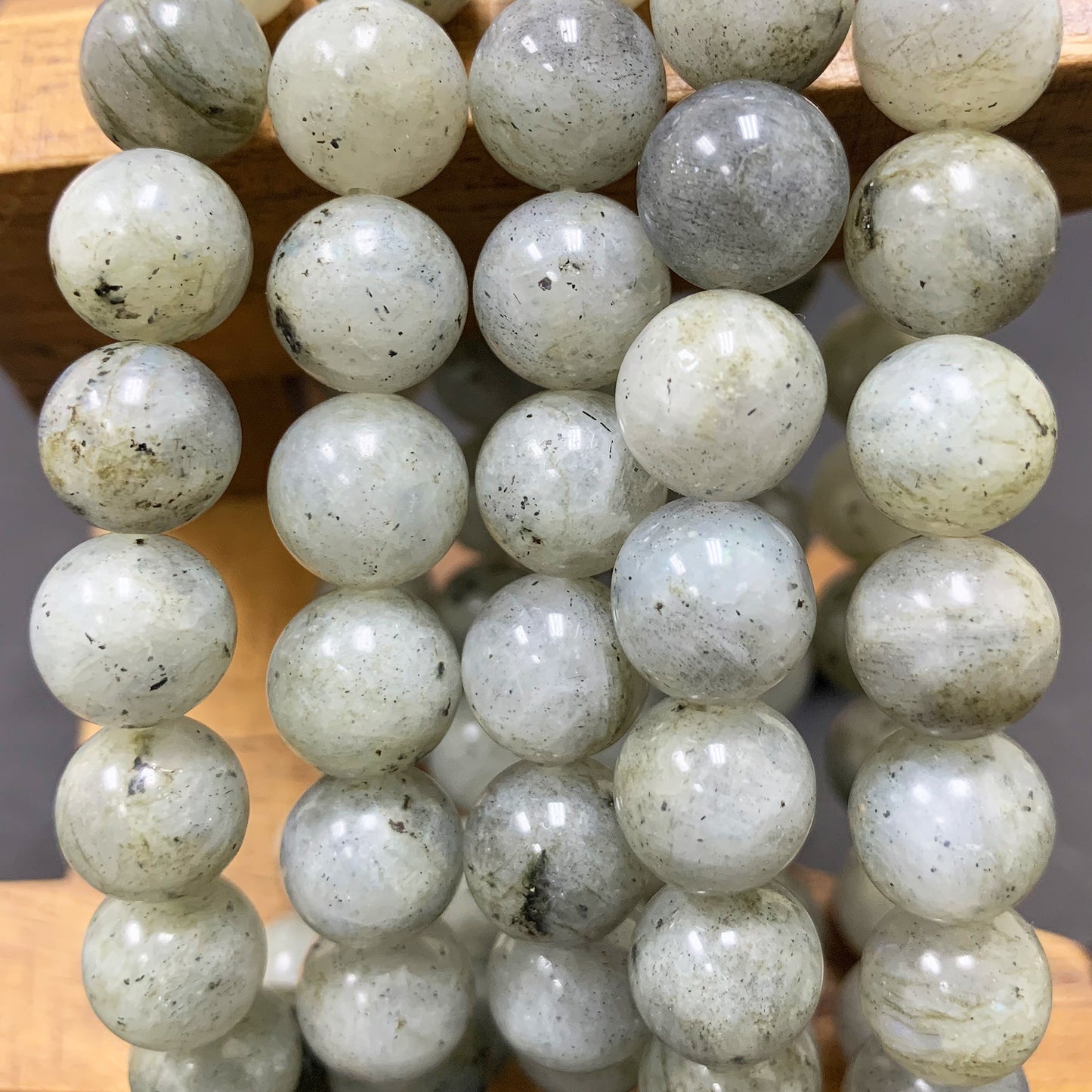 Natural Labradorite Gemstone Round Bead Unisex Handmade Stretch Bracelet - Gem Avenue
