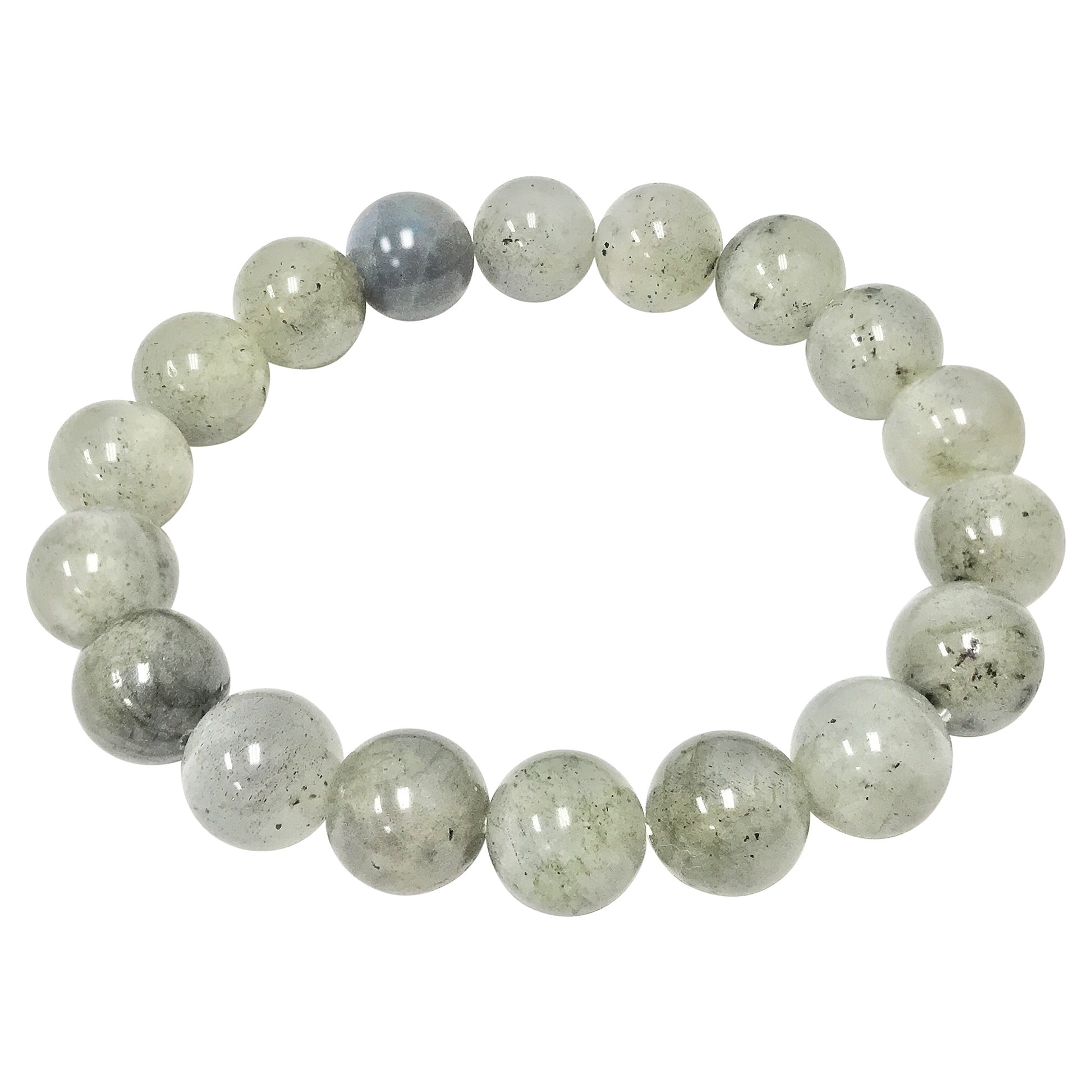 Natural Labradorite Gemstone Round Bead Unisex Handmade Stretch Bracelet - Gem Avenue