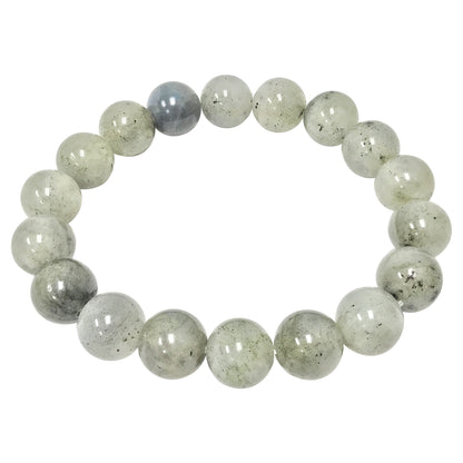 Natural Labradorite Gemstone Round Bead Unisex Handmade Stretch Bracelet - Gem Avenue
