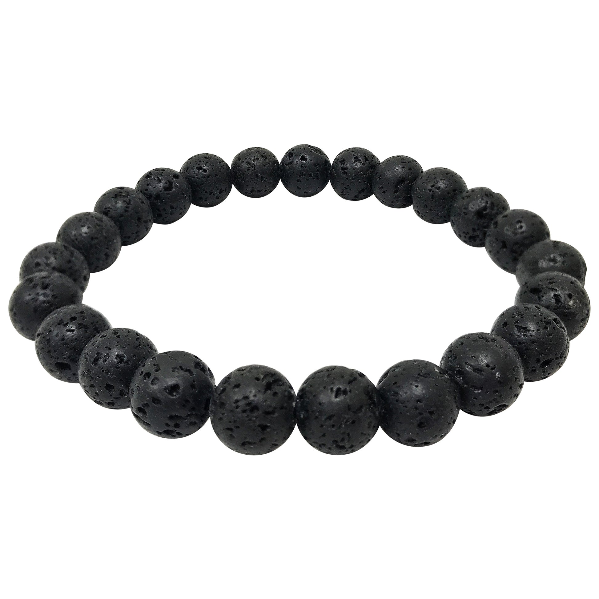 Black Lava Stone Gemstone Bead Unisex Stretch Bracelet - Gem Avenue