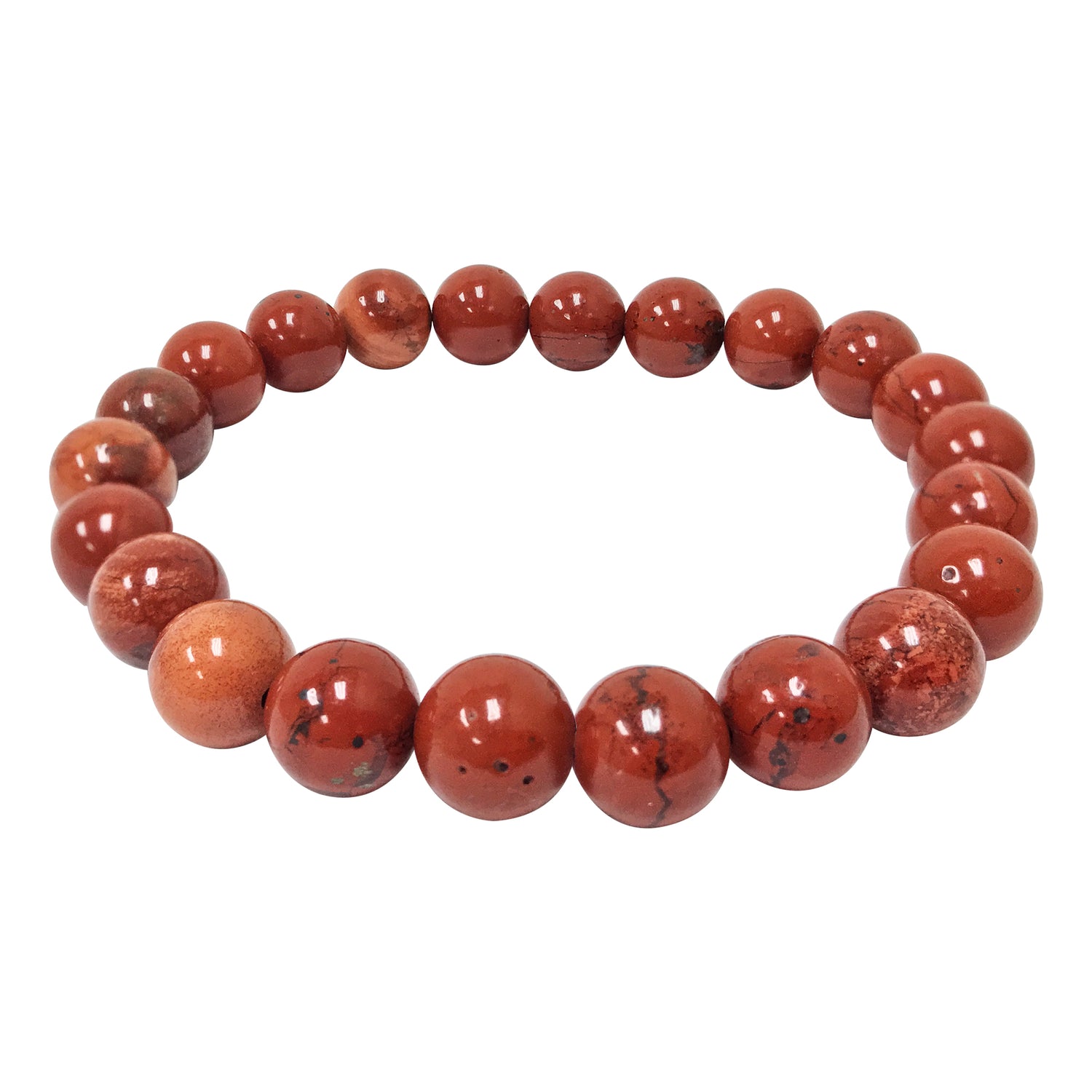 Red Jasper Gemstone Bead Unisex Stretch Bracelet - Gem Avenue