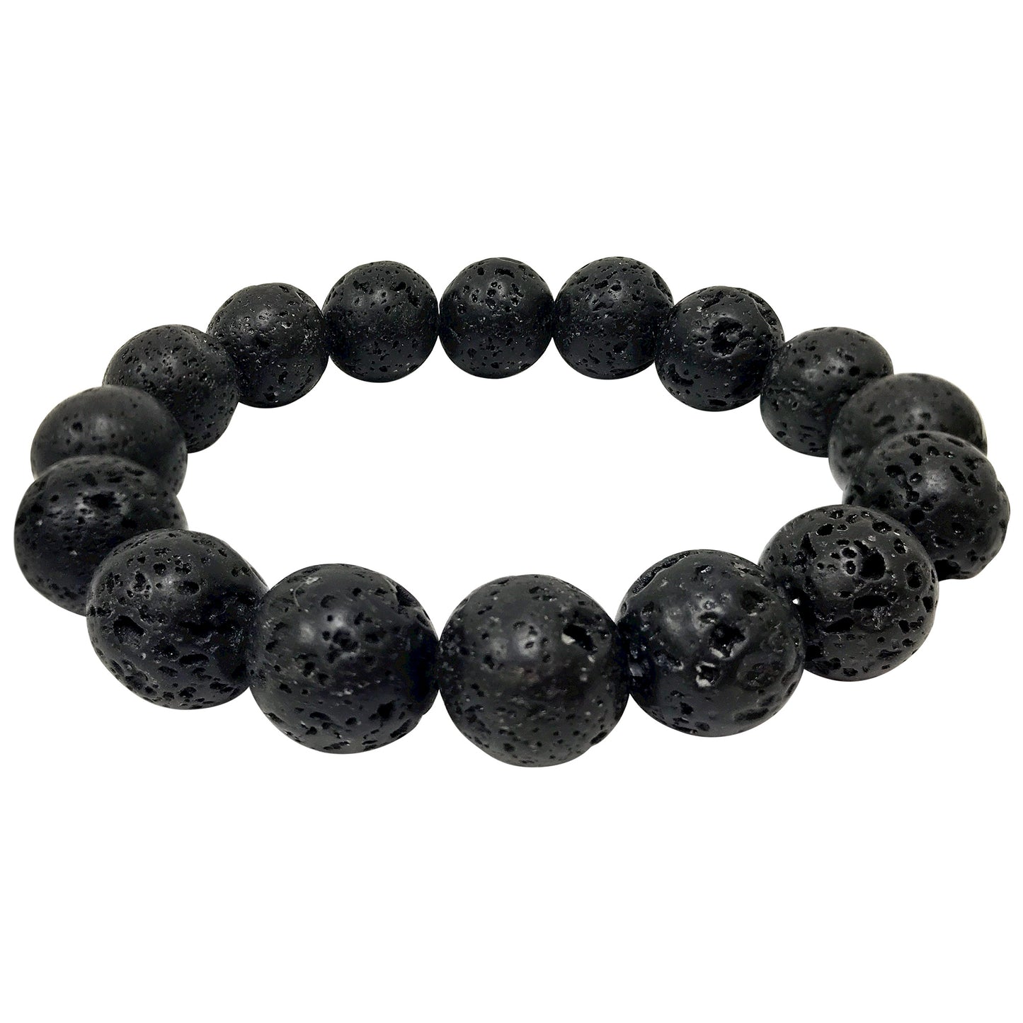 Black Lava Stone Gemstone Bead Unisex Stretch Bracelet - Gem Avenue