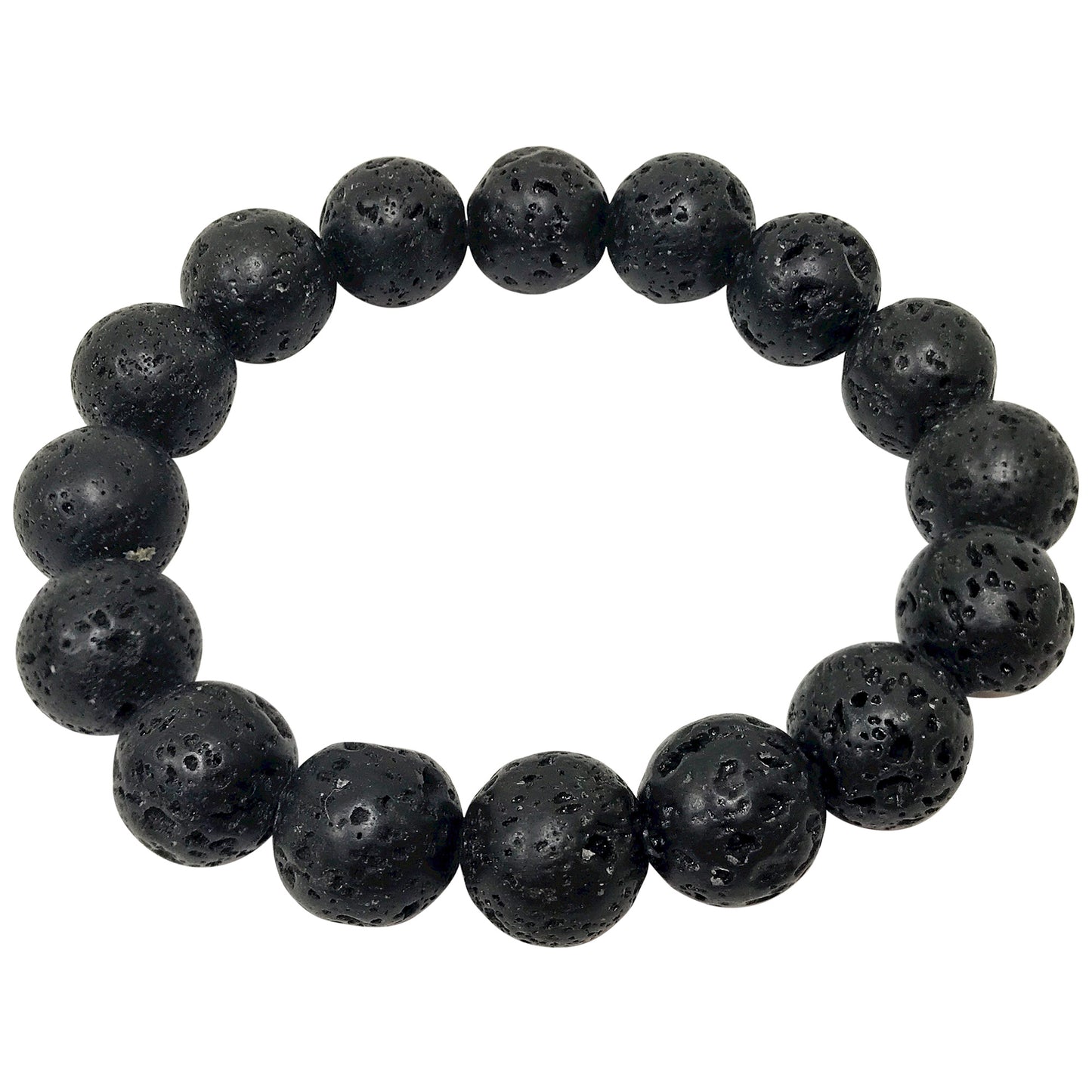 Black Lava Stone Gemstone Bead Unisex Stretch Bracelet - Gem Avenue