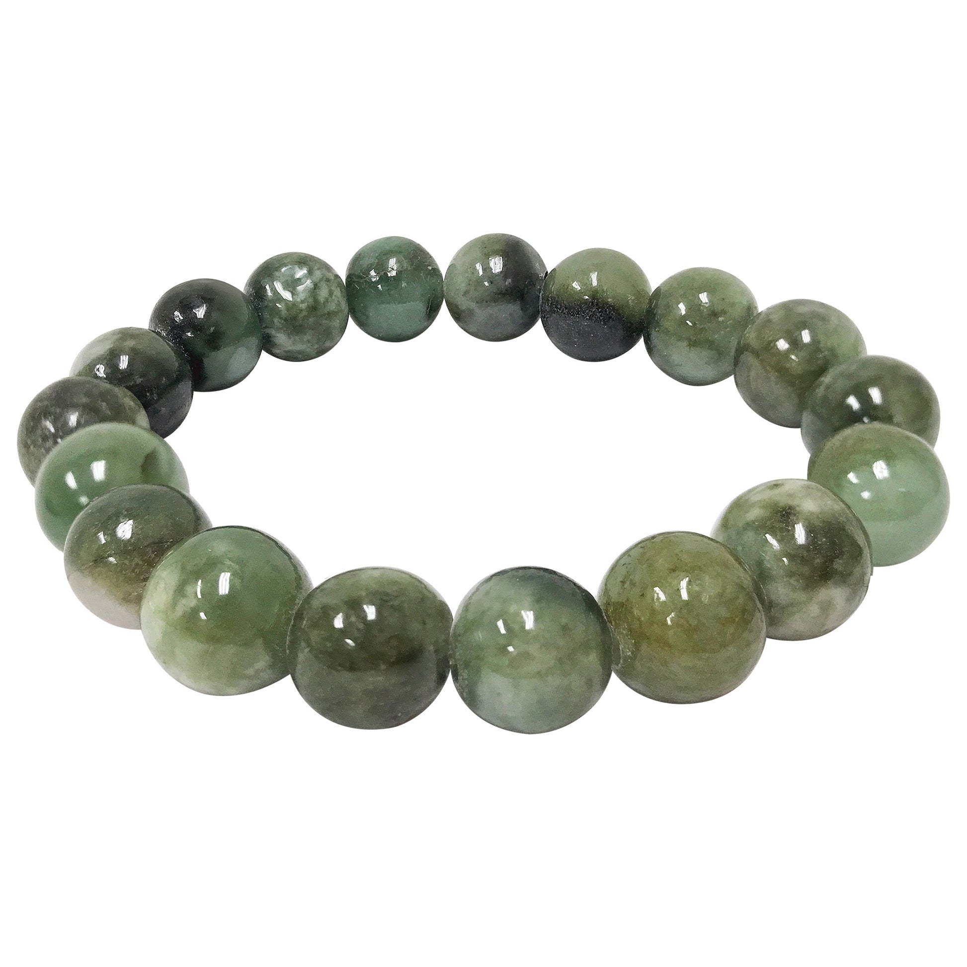 Jade Gemstone Bead Unisex Handmade Stretch Bracelet - Gem Avenue