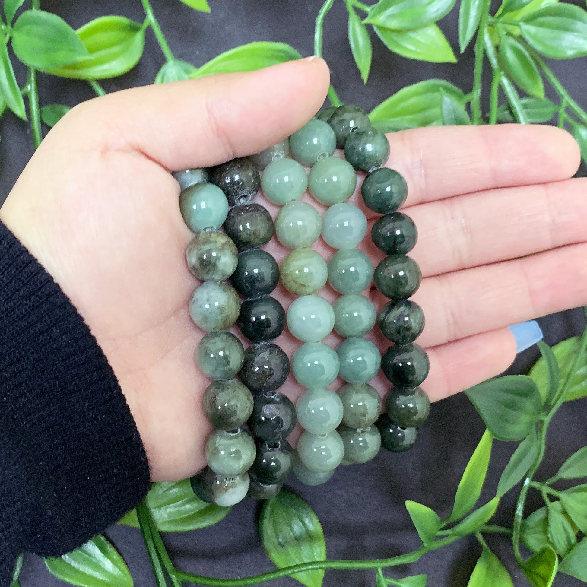 Jade Gemstone Bead Unisex Handmade Stretch Bracelet - Gem Avenue