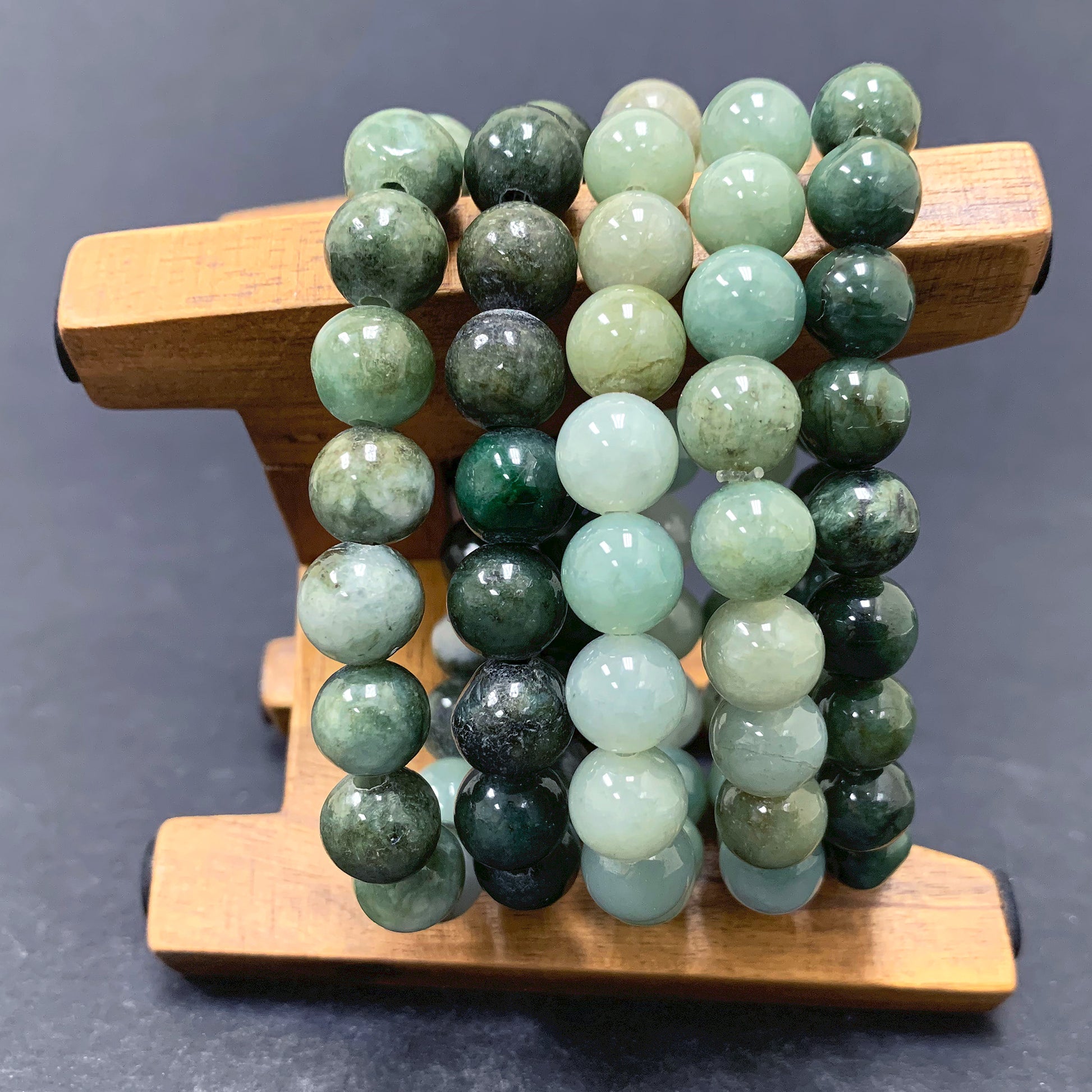 Jade Gemstone Bead Unisex Handmade Stretch Bracelet - Gem Avenue