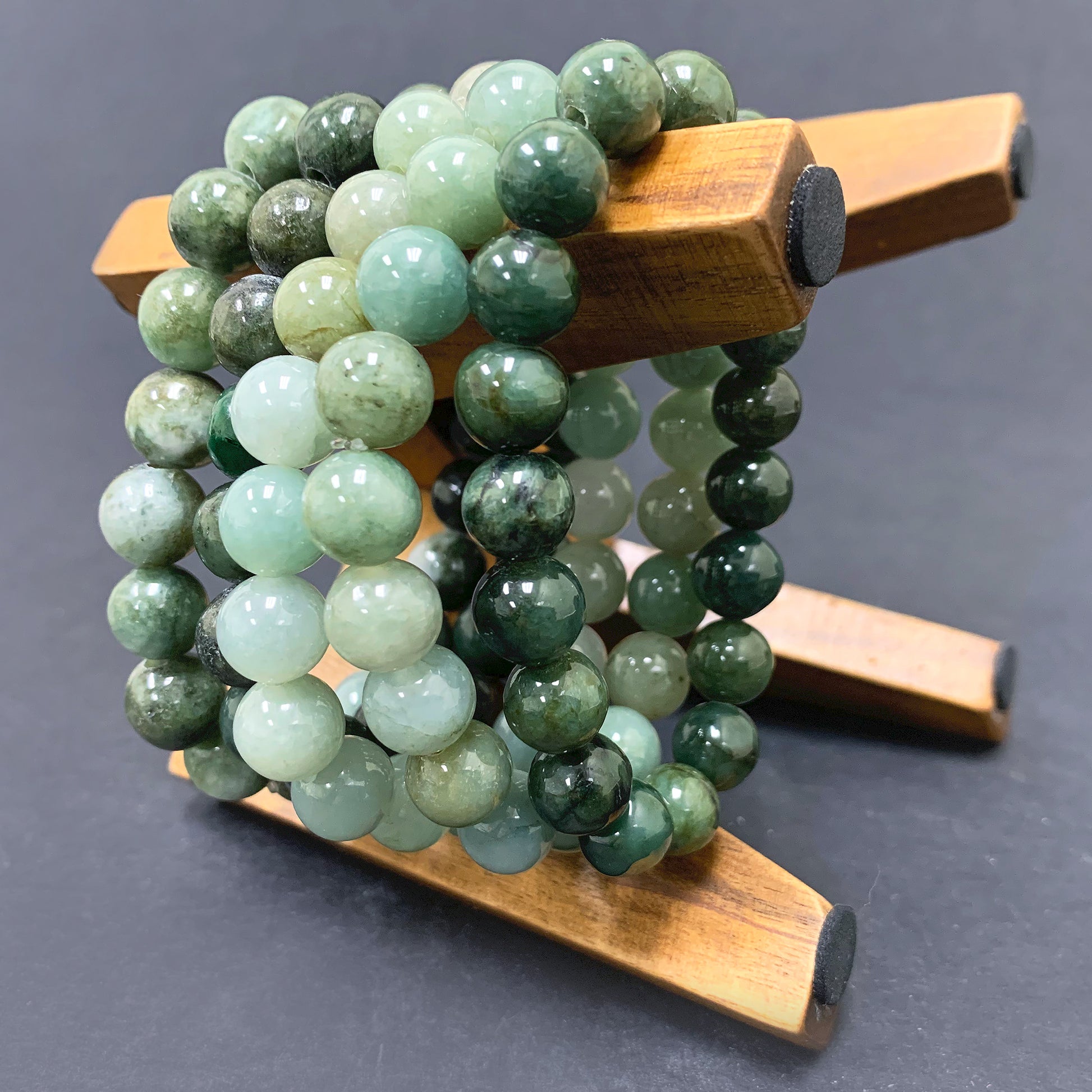 Jade Gemstone Bead Unisex Handmade Stretch Bracelet - Gem Avenue
