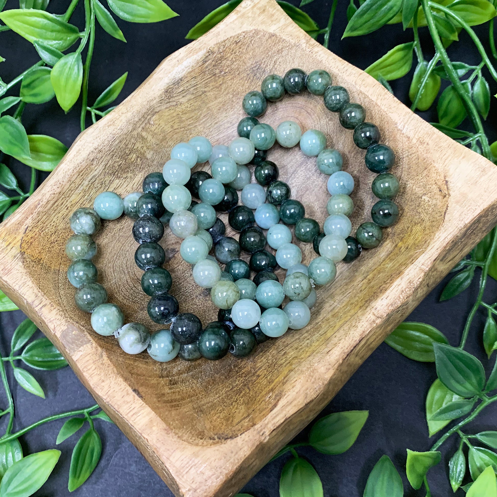 Jade Gemstone Bead Unisex Handmade Stretch Bracelet - Gem Avenue