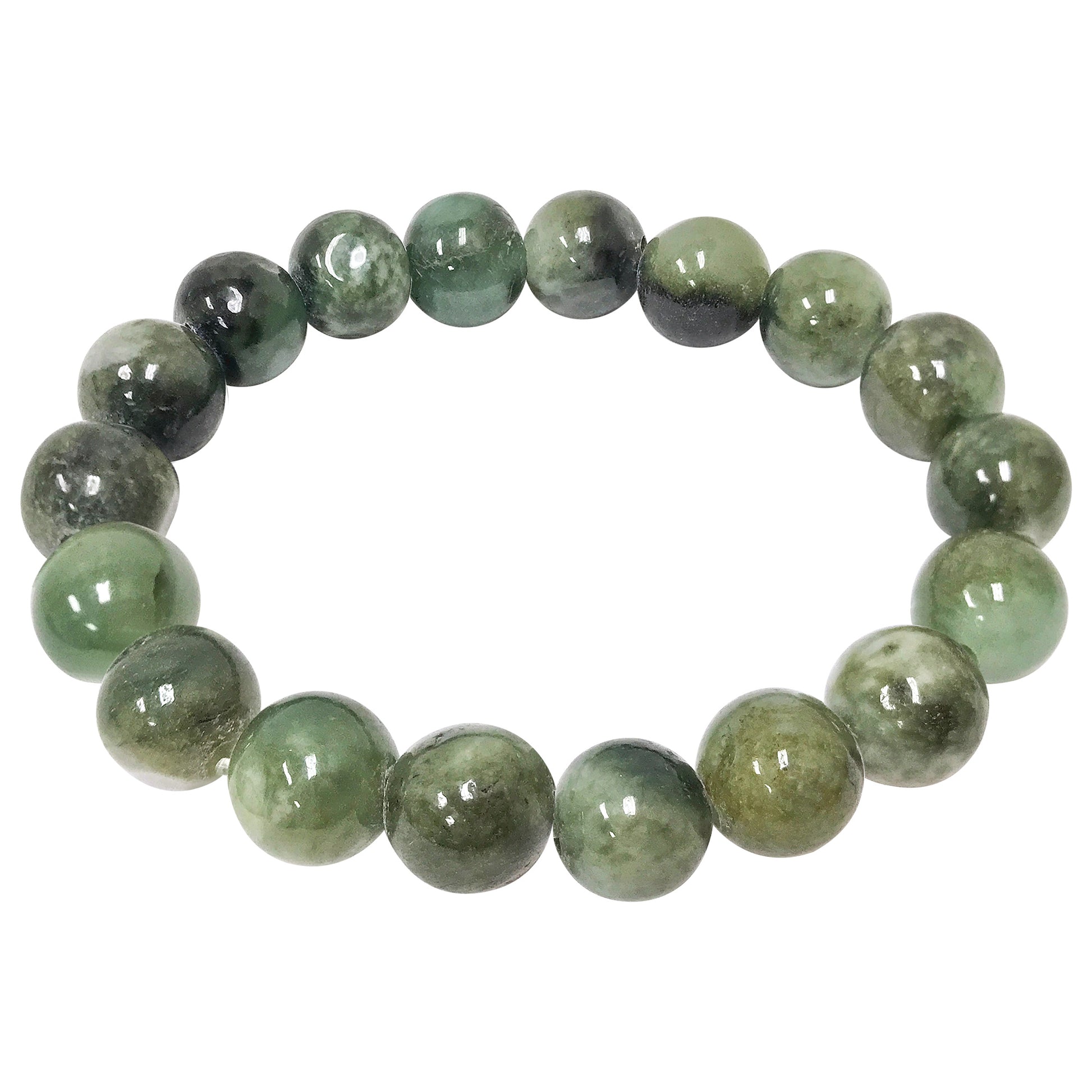 Jade Gemstone Bead Unisex Handmade Stretch Bracelet - Gem Avenue
