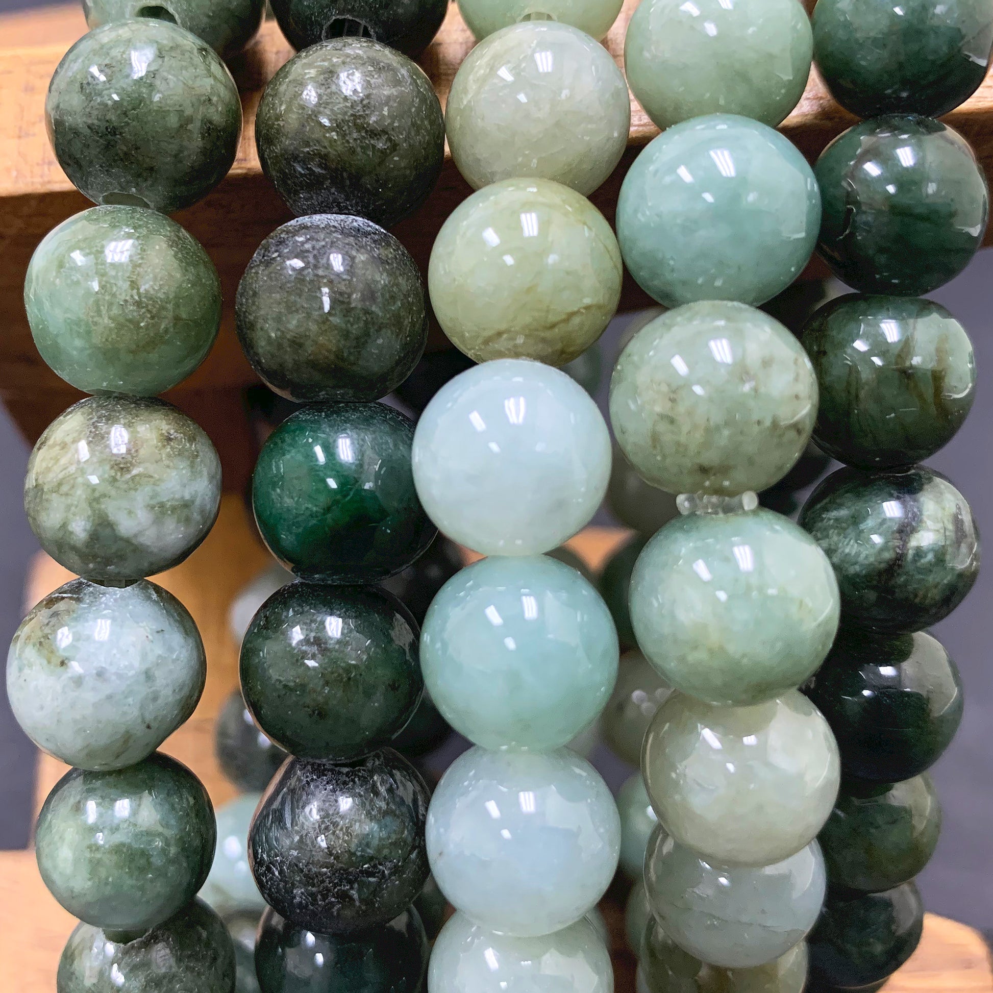 Jade Gemstone Bead Unisex Handmade Stretch Bracelet - Gem Avenue