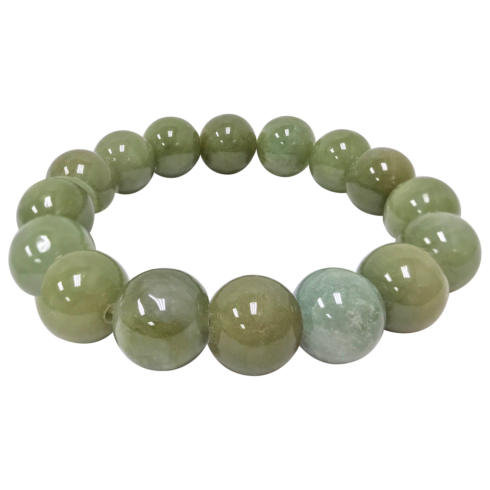 Natural Jade Gemstone Round Bead Unisex Handmade Stretch Bracelet - Gem Avenue