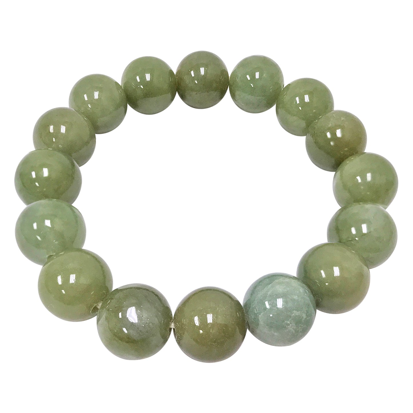 Natural Jade Gemstone Round Bead Unisex Handmade Stretch Bracelet - Gem Avenue