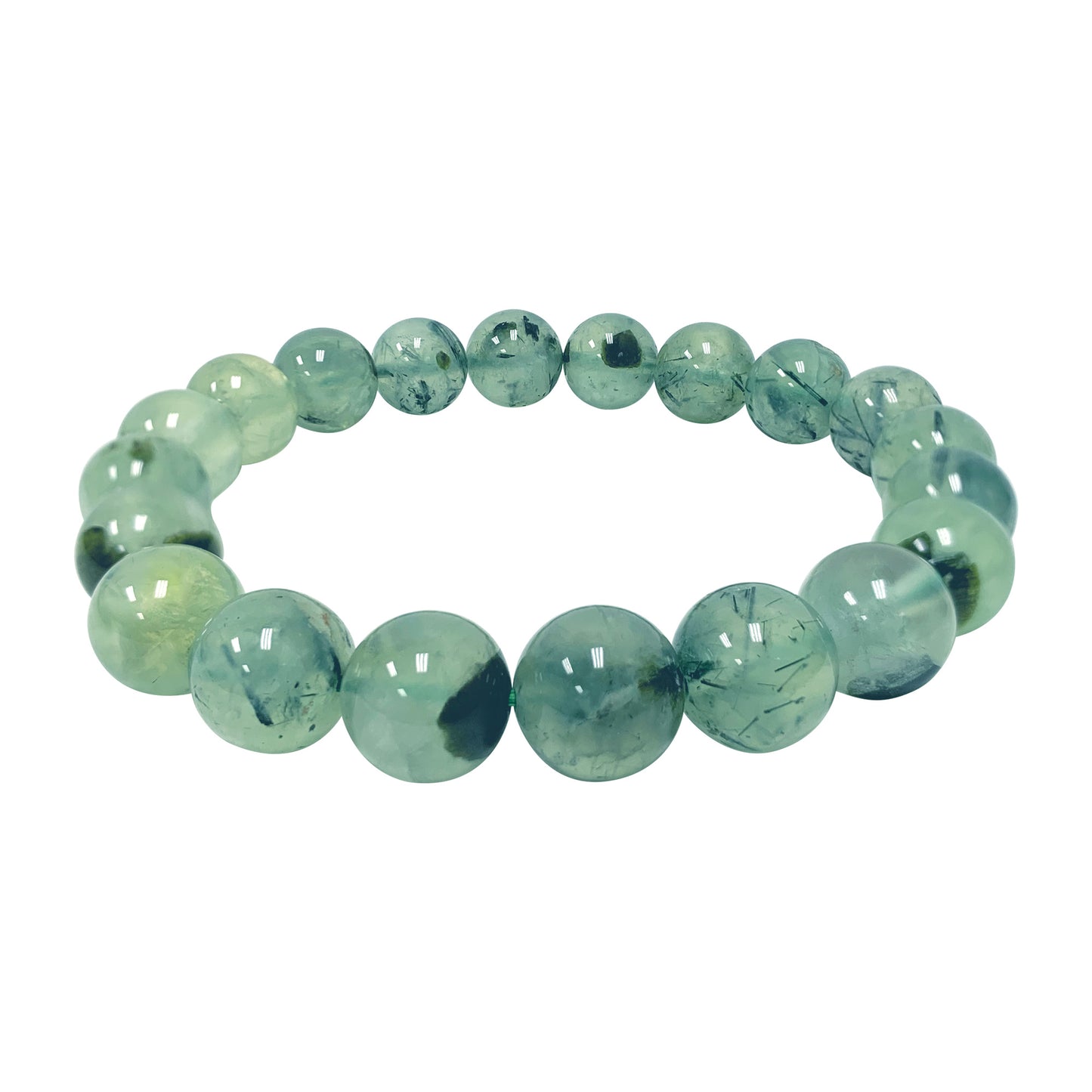 Prehnite Gemstone Bead Unisex Handmade Stretch Bracelet - Gem Avenue