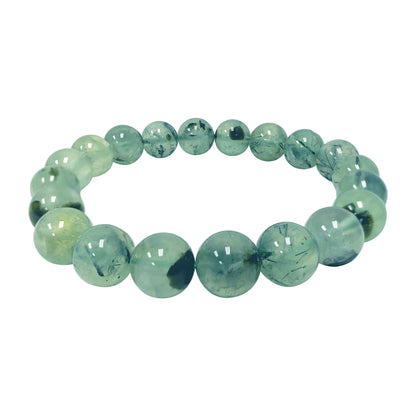 Prehnite Gemstone Bead Unisex Handmade Stretch Bracelet - Gem Avenue