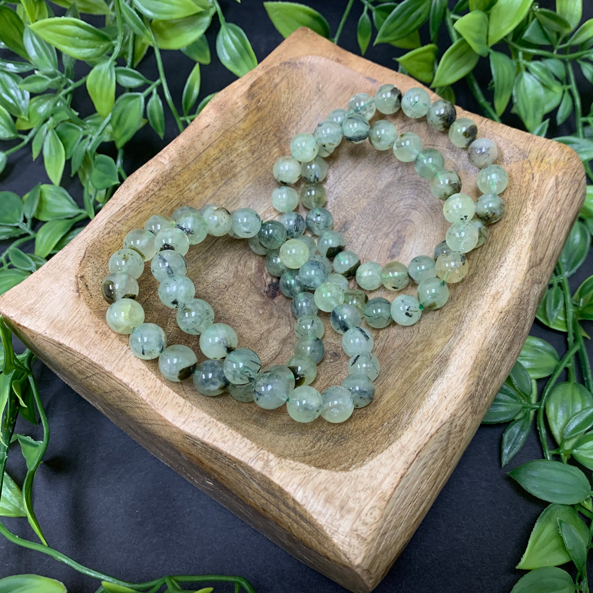 Prehnite Gemstone Bead Unisex Handmade Stretch Bracelet - Gem Avenue