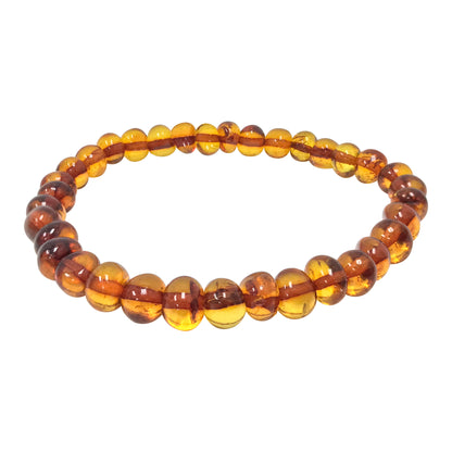 Amber Gemstone Bead Unisex Handmade Stretch Bracelet - Gem Avenue