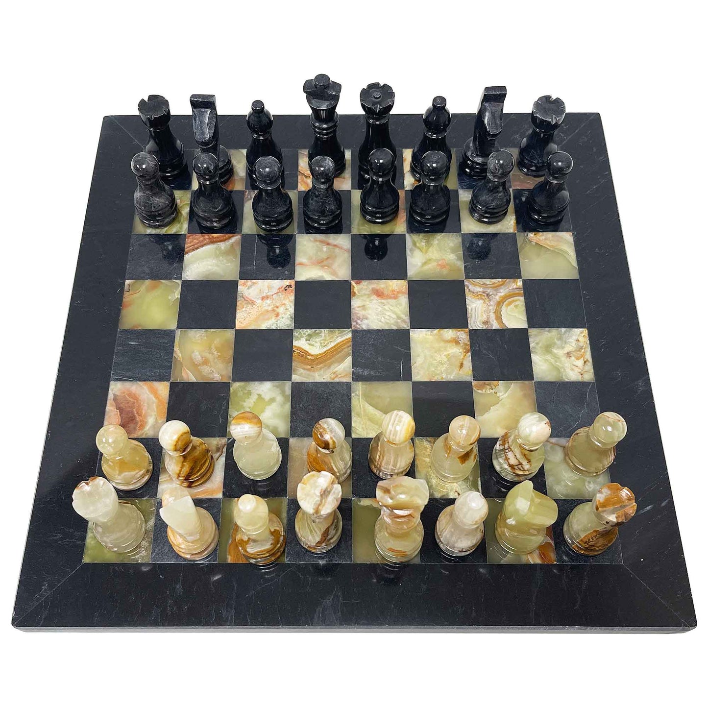 Onyx Black Marble Stone Handmade Chess Board Set - Gem Avenue
