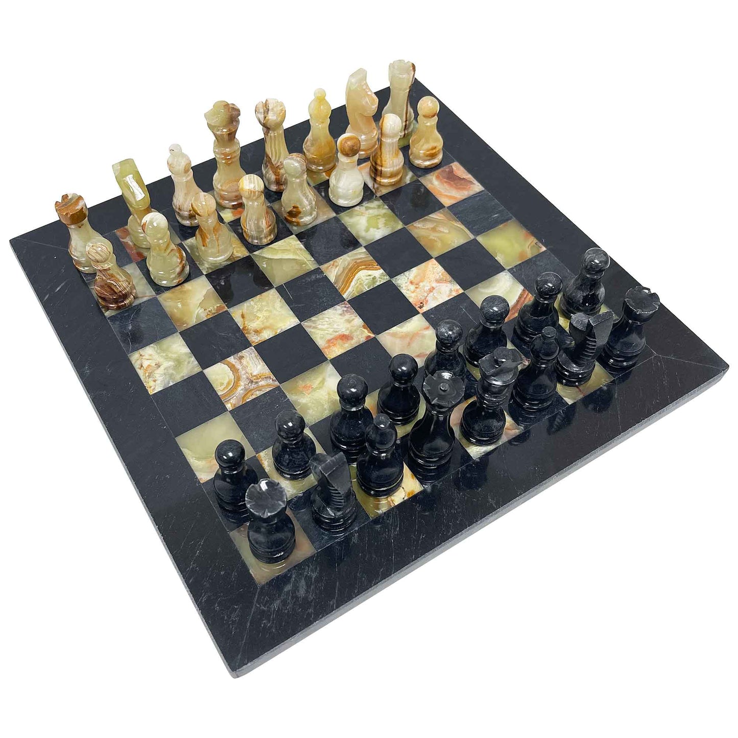 Onyx Black Marble Stone Handmade Chess Board Set - Gem Avenue