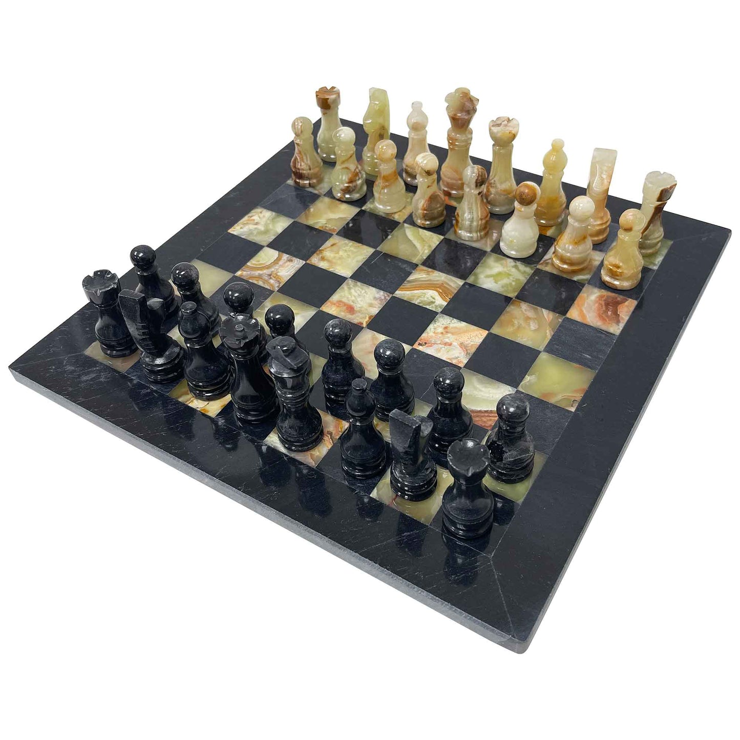 Onyx Black Marble Stone Handmade Chess Board Set - Gem Avenue