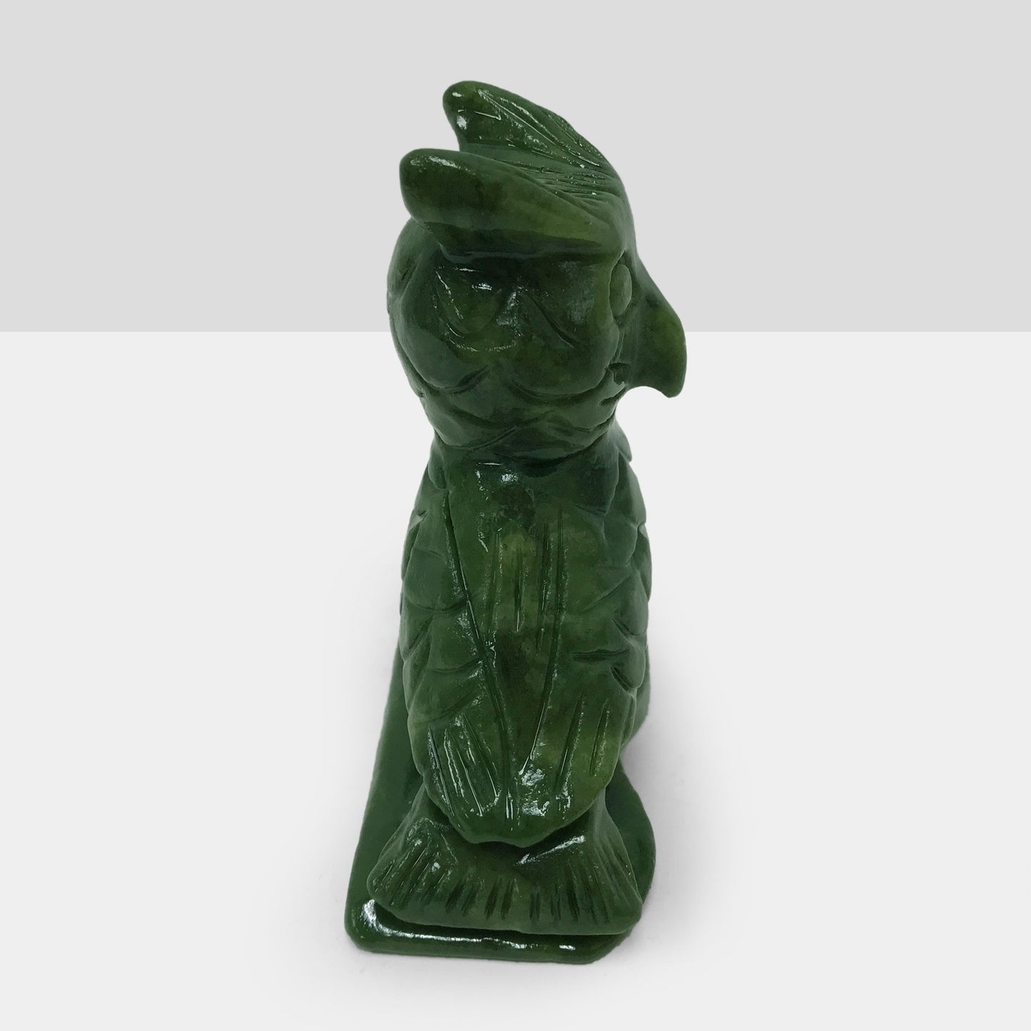 Hand Carved Owl Nephrite Jade Gemstone Animal Figurine - Gem Avenue