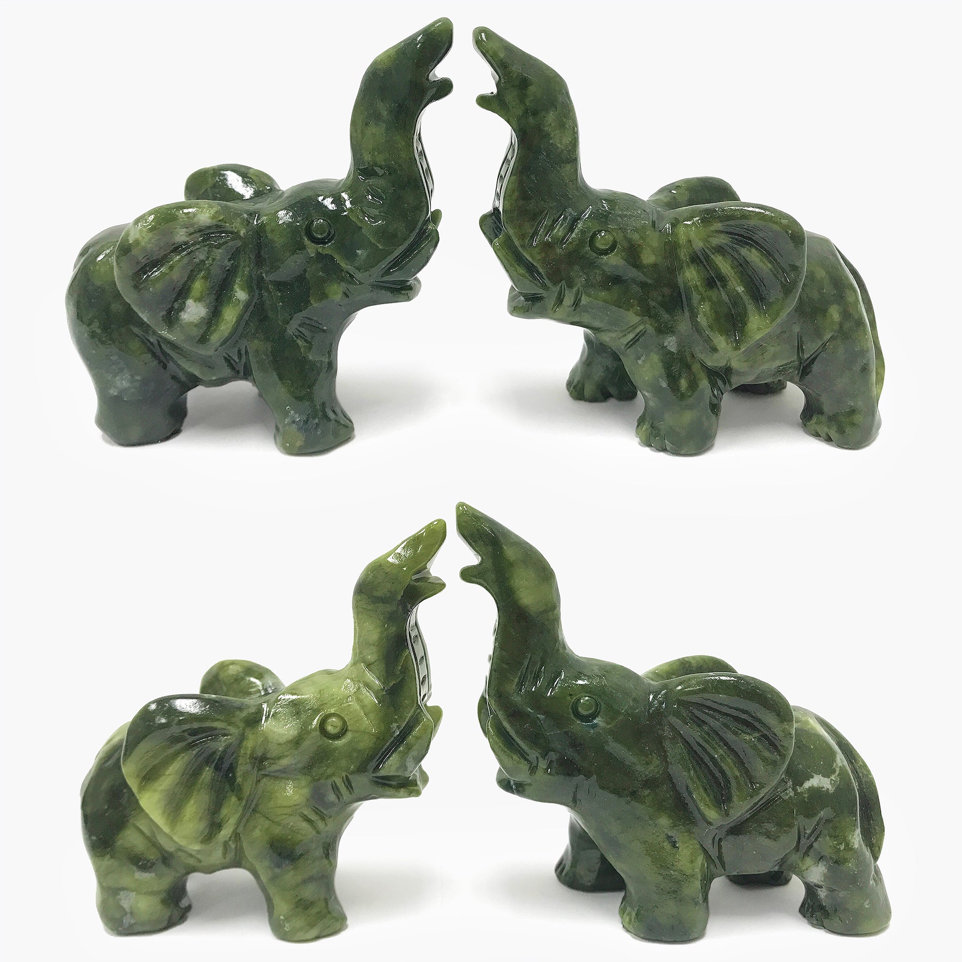 Natural Nephrite Jade Elephant Gemstone Figurine Home Decor - Gem Avenue