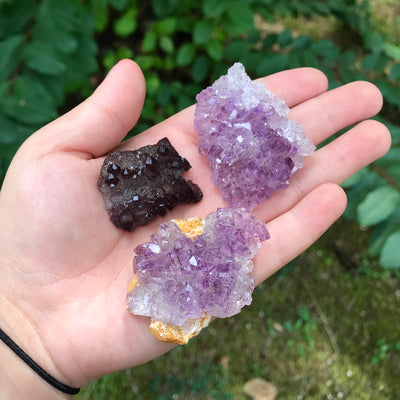 Large Purple and Gold Geode Pair W/Stands Crystal Quartz Gemstone Specimen  Dyed