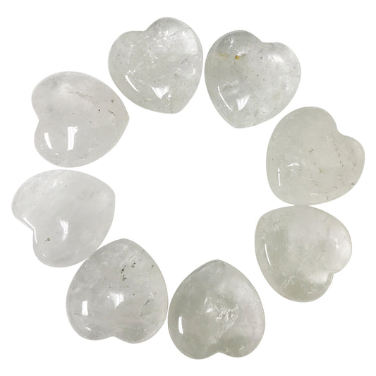 Natural Clear Quartz Gemstone Puff Love Hearts Collectible Palm stones Pocket Stone - Gem Avenue
