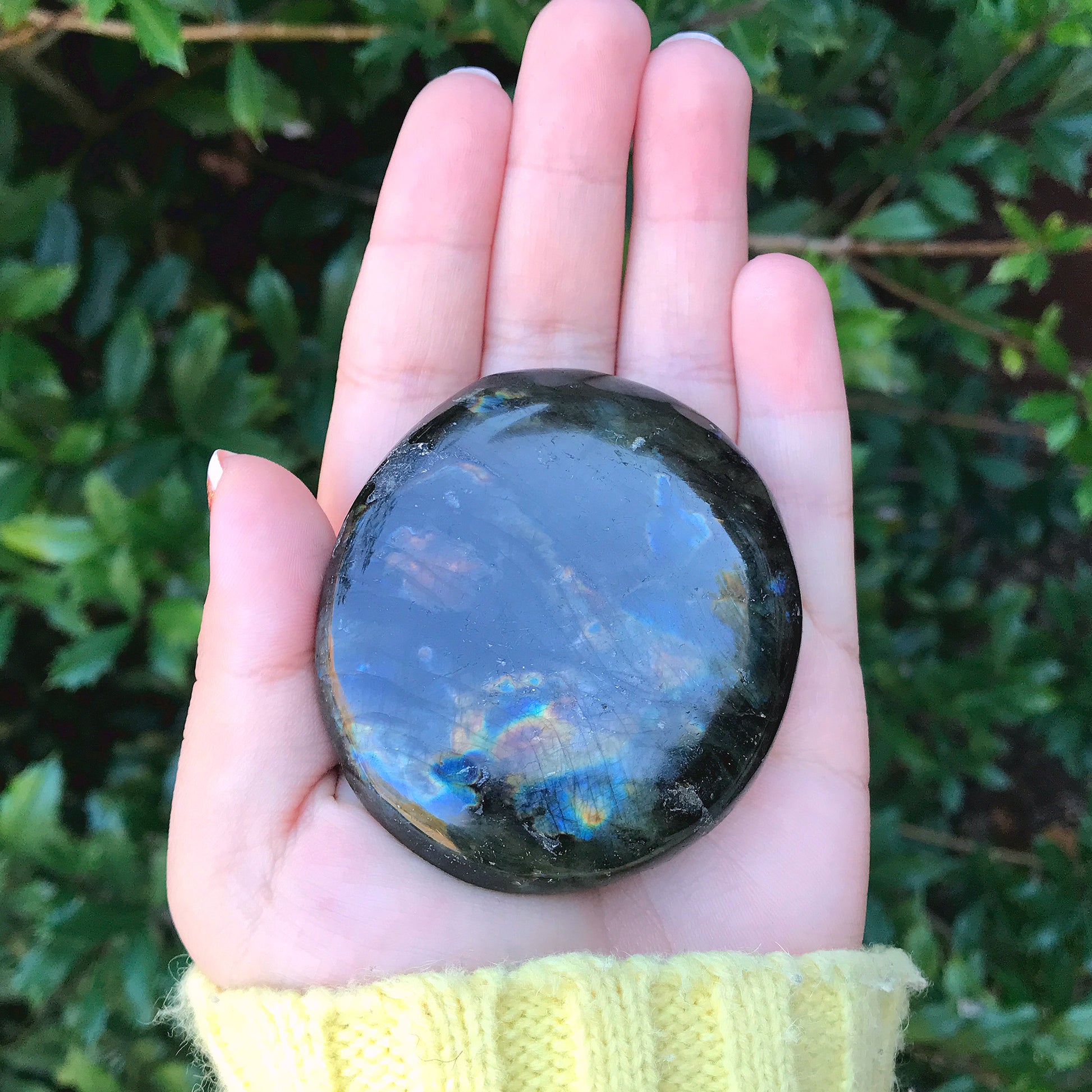 Natural Labradorite Palm Stone Crystal Gemstone Collectible 4 Oz-Gem Avenue
