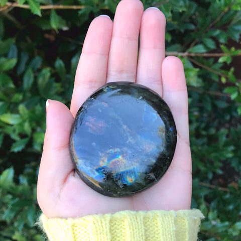 Natural Labradorite Palm Stone Crystal Gemstone Collectible