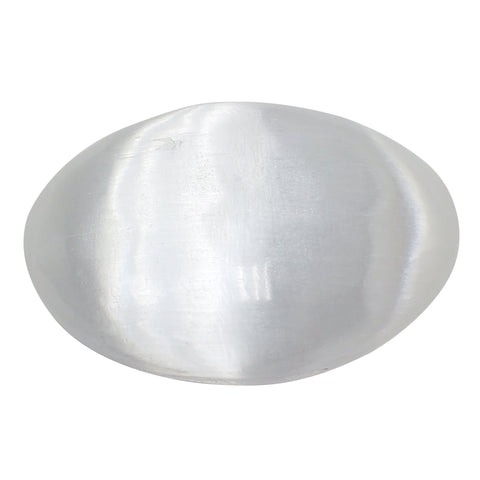 Natural Selenite Oval Palm Stone – Polished White Crystal for Collectors, Display, Pocket Stone, or Gift – Smooth Selenite Gemstone Collectible -RSH130